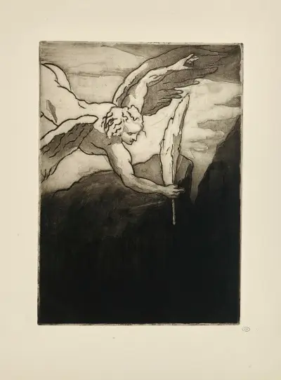 N° 6 – Une plume échappée à l’aile de l’archange Etait restée, et, pure et blanche, frissonnait av Emile Bernard