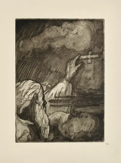 N° 8 – Alors Noé, suivi des siens, entra dans l’arche, Et Dieu pensif poussa du dehors le verrou av Emile Bernard