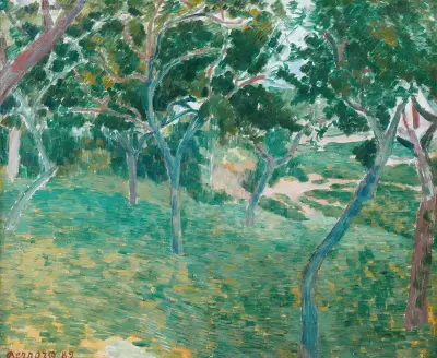 Ett hörn av Bois d'Amour i Pont-Aven av Emile Bernard