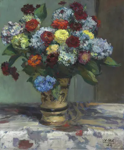 Bouquet de fleurs aux hortensias av Jacques-Émile Blanche