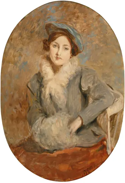 Désirée Manfred With A Muff av Jacques-Émile Blanche
