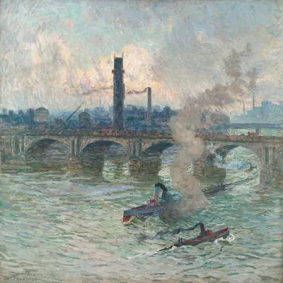 Brume, vapeur et fumée sur la Tamise av Emile Claus