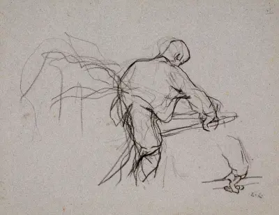 Haymaker and Detail of his Hand (Study) av Emile Claus