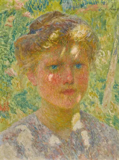 Jeune fille aux cheveux blonds av Emile Claus