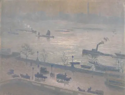 Morning Reflection on the Thames in London av Emile Claus