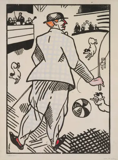 Clown med hundar av Jean-Émile Laboureur