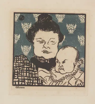 Jeune enfant et sa bonne av Jean-Émile Laboureur