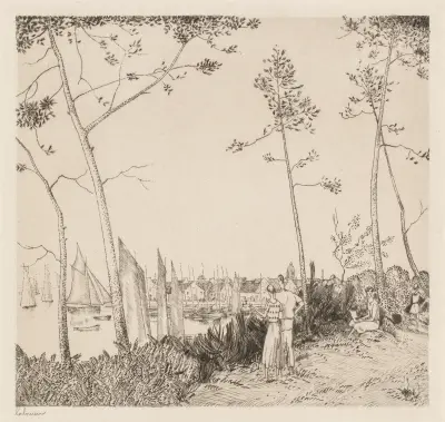 Promenad på hamnen av Jean-Émile Laboureur