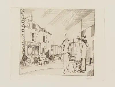 Le café sur le port av Jean-Émile Laboureur