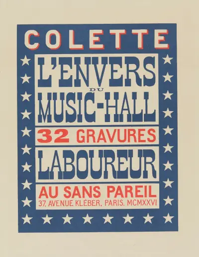 L’Envers du music-hall, Colette, Laboureur, 32 gravures av Jean-Émile Laboureur