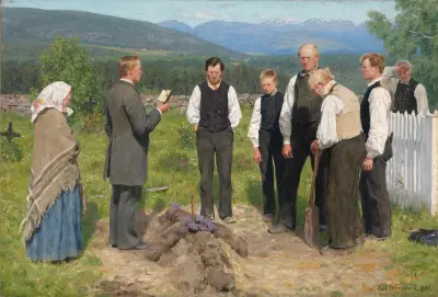 Peasant Burial av Erik Werenskiold