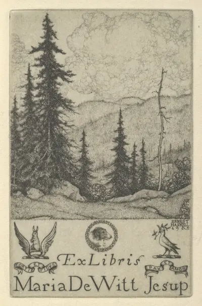 Ex Libris Maria DeWitt Jesup av Ernest Haskell