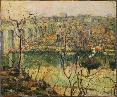 High Bridge, Early Moon av Ernest Lawson