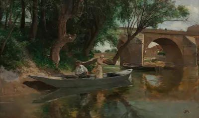 Bron vid Poissy (Pêcheurs à ligne) av Ernest Meissonier