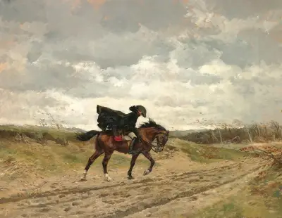Resenären (Marskalk Ney till häst i kamp mot vinden) av Ernest Meissonier