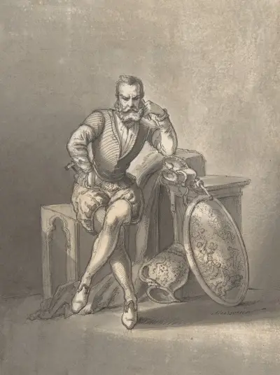 Porträtt av en silversmed, sittande av Ernest Meissonier