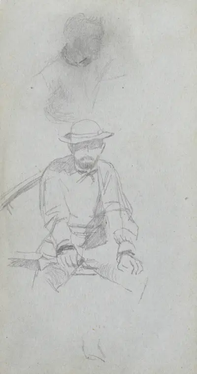 Sedící mužská figura a figura v profilu, Ernest Meissonier