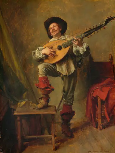 Soldat som spelar teorb av Ernest Meissonier
