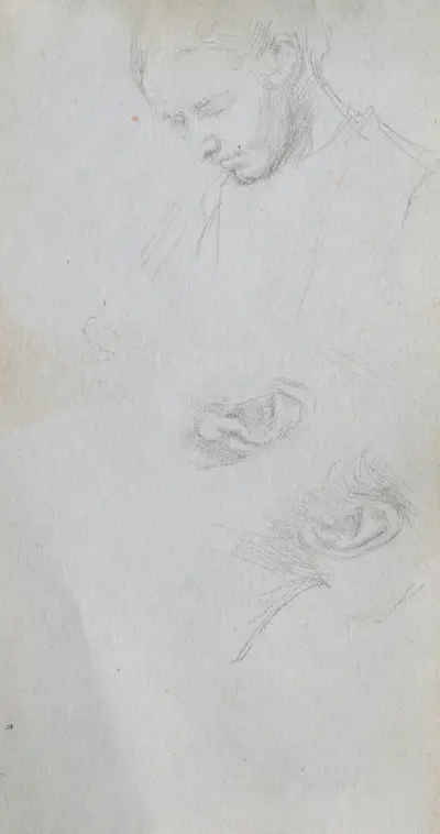 Studie av ett ansikte, öron av Ernest Meissonier