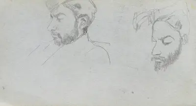 Studie av ansikten i profil av Ernest Meissonier