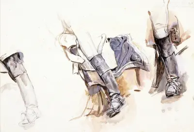 Studie av soldatstövlar av Ernest Meissonier