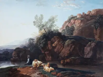 Felsig trakt vid en flod av Christian Wilhelm Ernst Dietrich