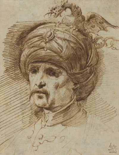 Oriental i fantastisk huvudbonad av Christian Wilhelm Ernst Dietrich