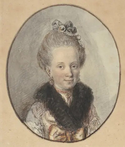 Portrait of a Young Woman with a Fur Collar av Christian Wilhelm Ernst Dietrich