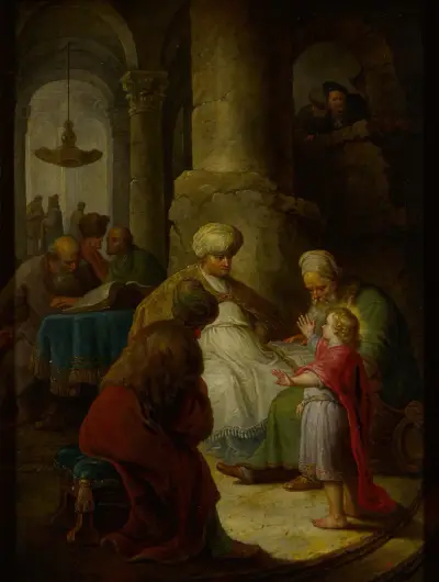 Unga Kristus bland lärarna i templet av Christian Wilhelm Ernst Dietrich