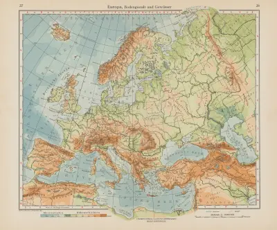 Europa, Bodengestalt und Gewasser av Ernst Friedrich