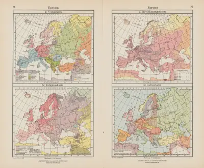 Europa; Volkerkarte, Bevolkerungsdichte av Ernst Friedrich