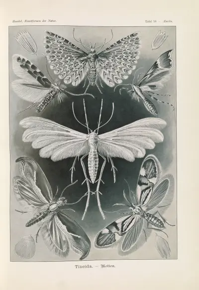 Tineida. – Motten av Ernst Haeckel