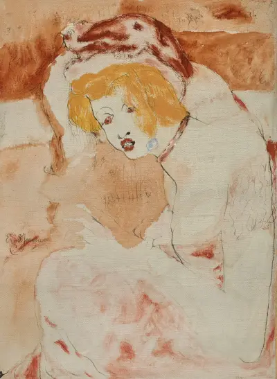 Woman with a Cat on her Head (Kvinna med katt på Huvudet) av Ernst Josephson