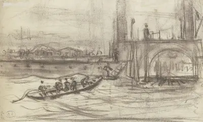Anlegemanöver an einem Raddampfer av Friedrich Ernst Morgenstern