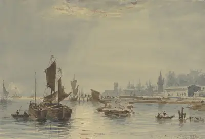 At the port of Mainz av Friedrich Ernst Morgenstern