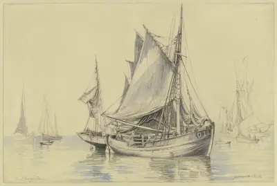 Fishing boats near Ostend av Friedrich Ernst Morgenstern
