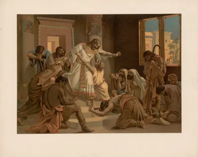 Joseph reveals himself to his brothers av Ernst Pessler