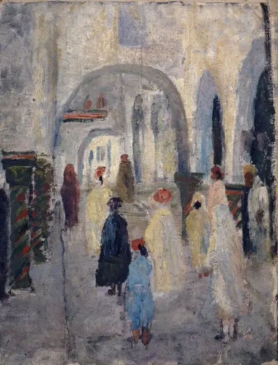Arcaded Street in a North African Town av Ernst Schiess