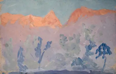 Berg vid solnedgång av Ernst Schiess