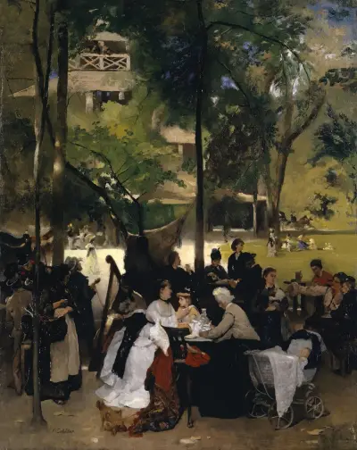 The Chinese Tower in the English Garden in Munich av Ernst Schiess