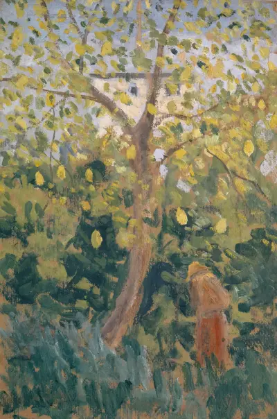 Träd med gulnade höstlöv av Ernst Schiess