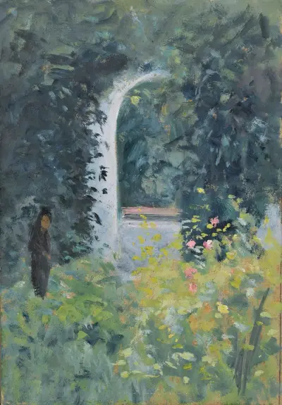 Kvinna i rosenrosen av Ernst Schiess