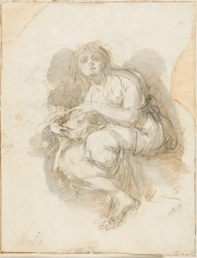 Kvinnlig helgon med dödskalle av Bartolomé Estebán Murillo