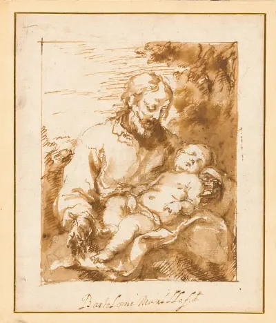 Sankt Josef och det sovande Jesusbarnet av Bartolomé Estebán Murillo