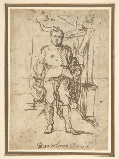 Stehender Männerakt; Studie zu einem Porträt von Bartolomé Estebán Murillo