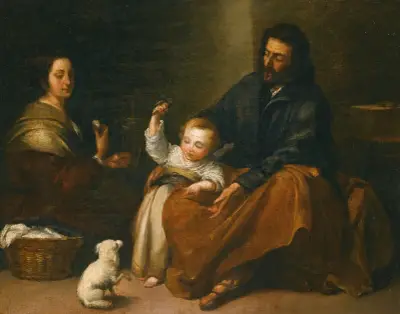 The Holy Family In An Interior av Bartolomé Estebán Murillo