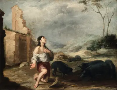 Der verlorene Sohn hütet die Schweine von Bartolomé Estebán Murillo