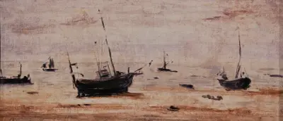 Strandende Boote bei Niedrigwasser von Eugène Boudin