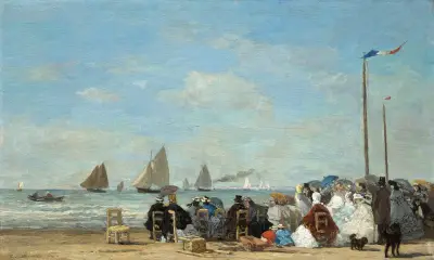 Strandscen vid Trouville av Eugène Boudin