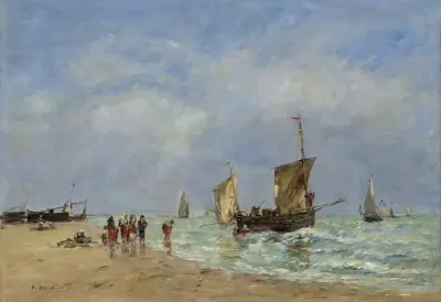 Berck, båtarnas riggning av Eugène Boudin